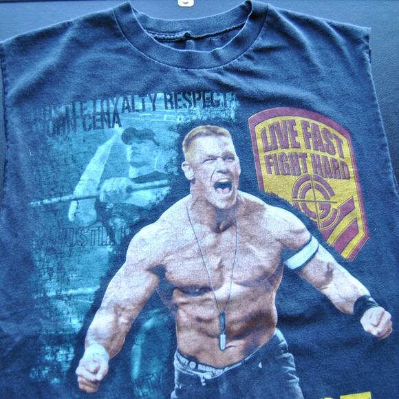 John Cena Live Fast, Fight Hard Medium Black Cutoff Tank Top - Picture 4 of 7